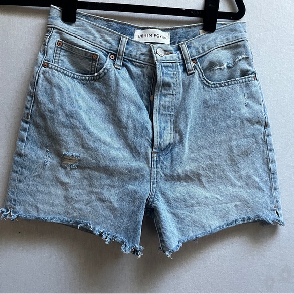 Denim Forum The Yoko Mid Thigh Short Organic Cotton jean shorts Sz 27 - Picture 2 of 11